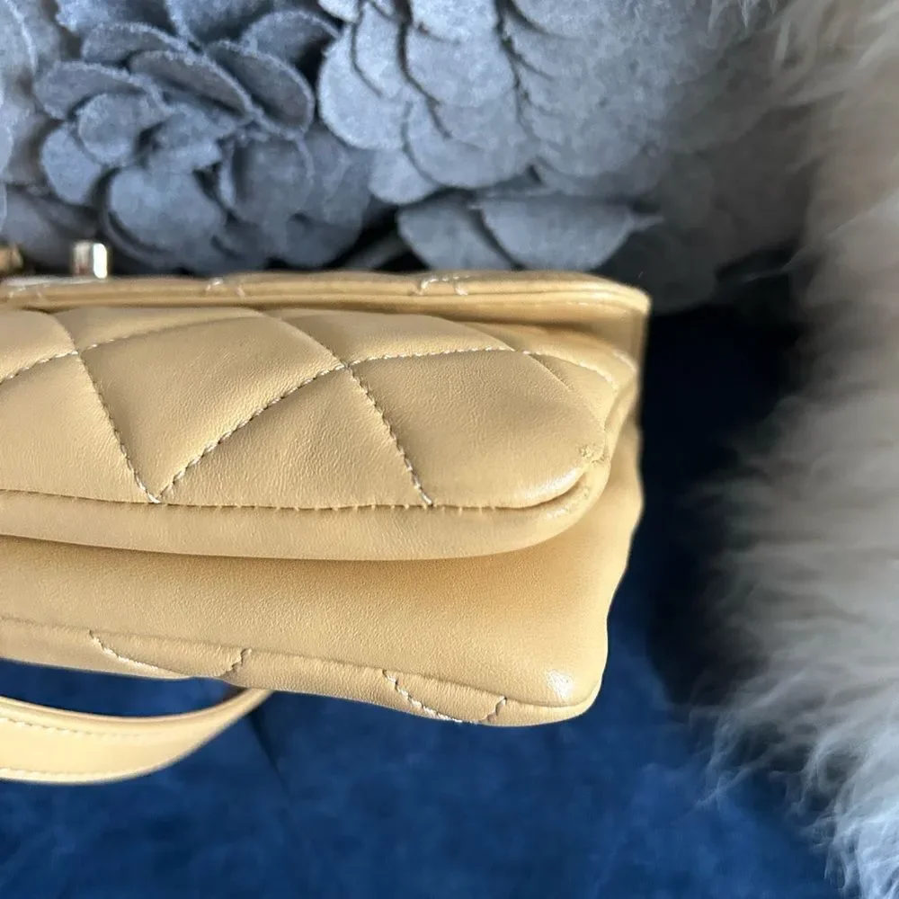 CHANEL Lambskin Quilted Medium Trendy Flap Light Yellow dustbag box